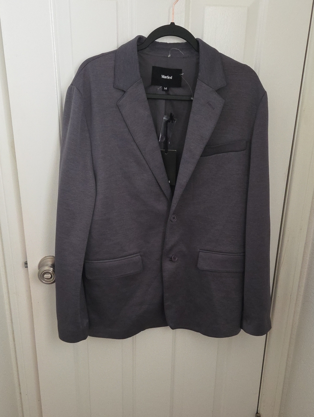 Marled  Charcoal Knit Blazer - Two-Button Sport Coat